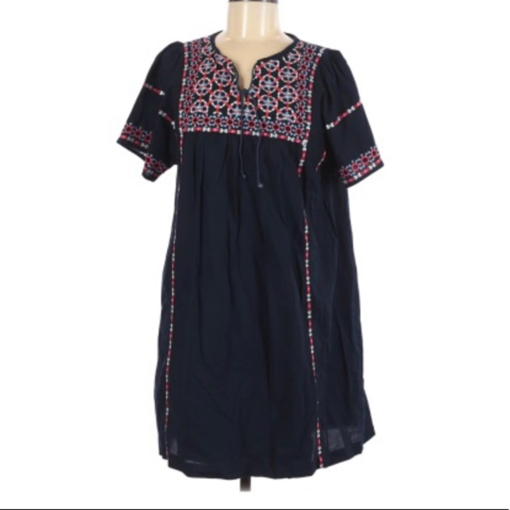 Beltaine Blue Embroidered Short Sleeves Loose Fit  Dress M